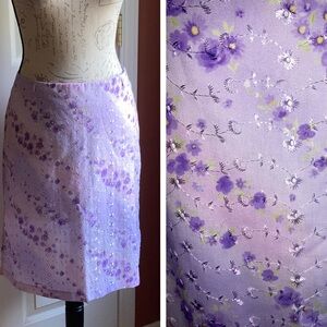 Vintage Y2K Fairy Vibe Lilac Purple Floral Eyelet Skirt by Exact Change sz 7